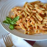 a plate of the finishes pesto alla trapanese