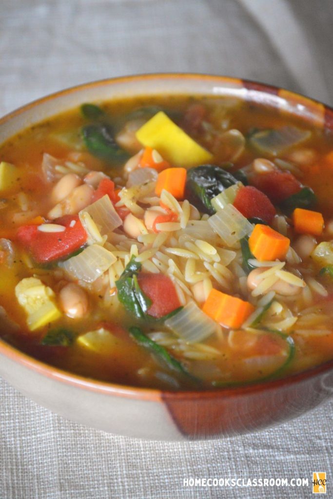 another shot of the vegetable orzo soup
