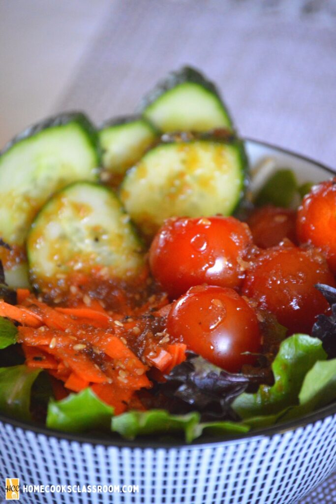 a salad with the wafu dressing