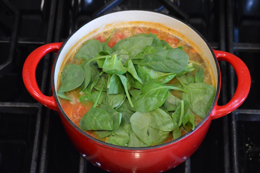 spinach is added
