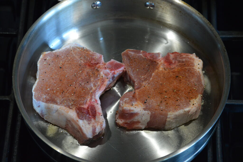 cooking the pork chops