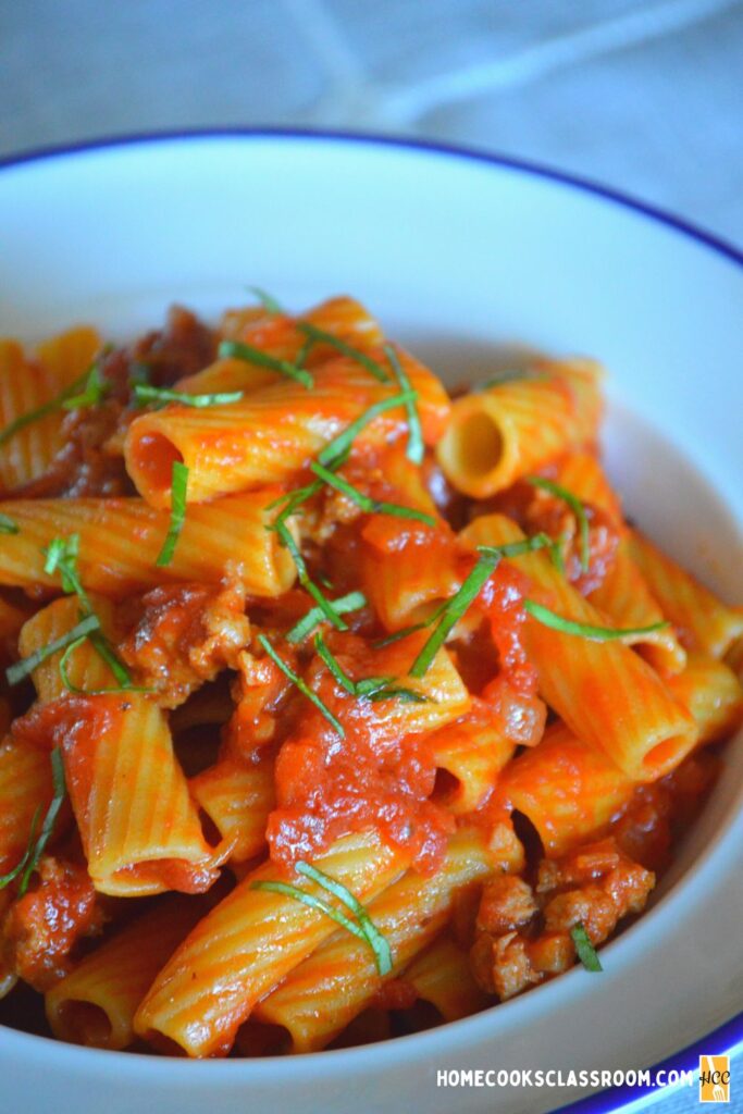 another shot of the rigatoni with sausage sauce