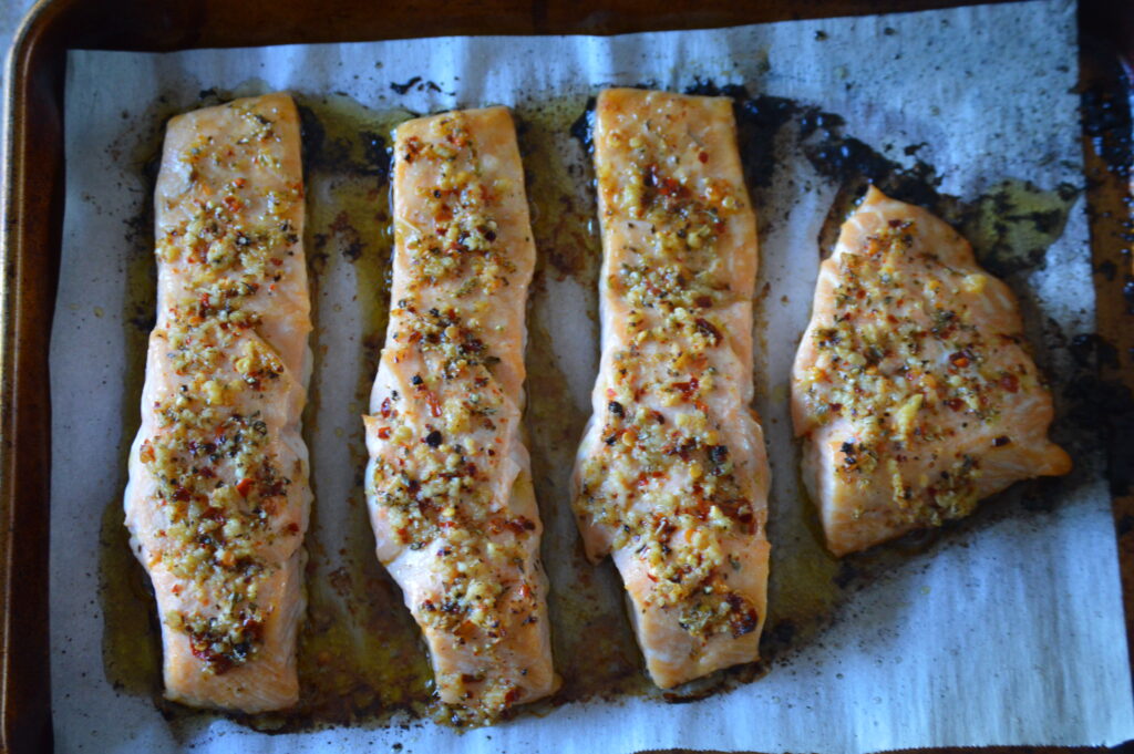 the greek salmon fresh out the oven