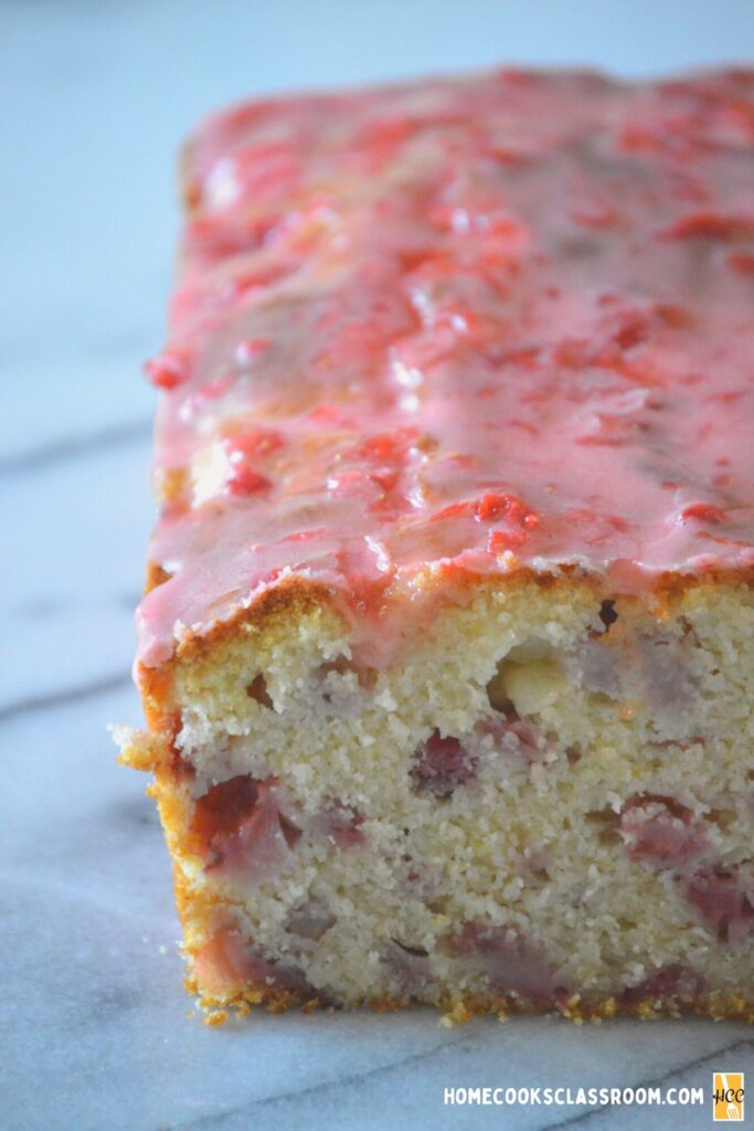 a cross section of the strawberry bread