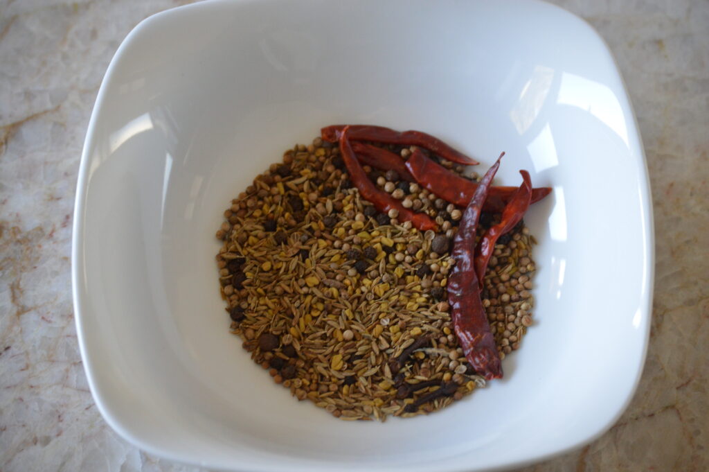 the toasted spices in a bowl