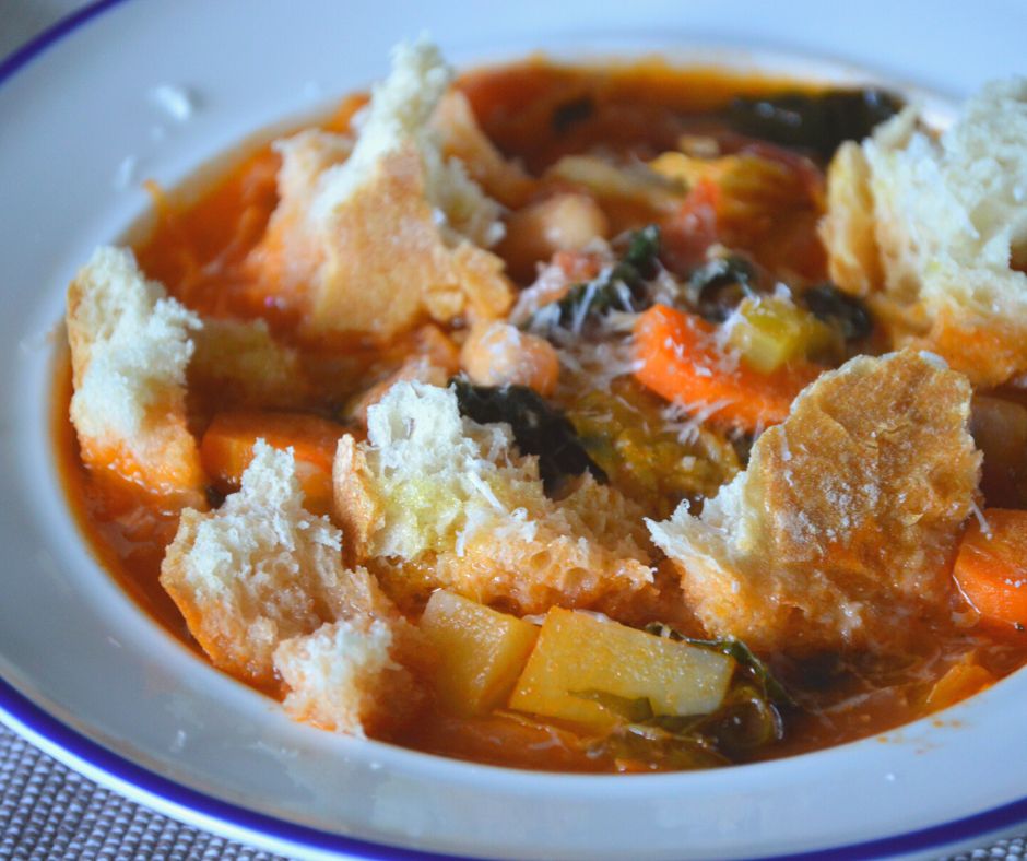 a bowl of the finished ribollita soup