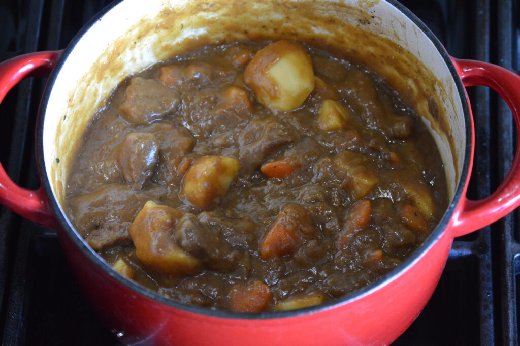 the curry blocks re added along with secret ingredients to make the Japanese curry
