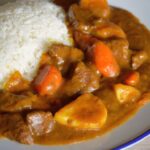 the finished Japanese curry with some rice