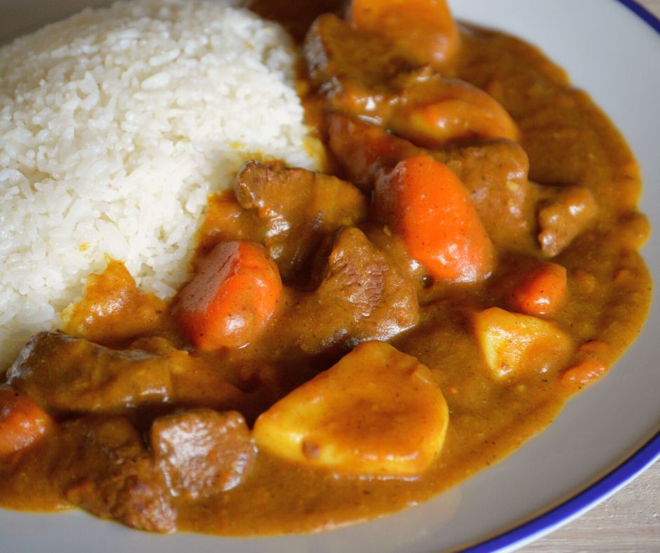 the finished Japanese curry with some rice