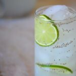 an ice cold glass of agua de limon con chia