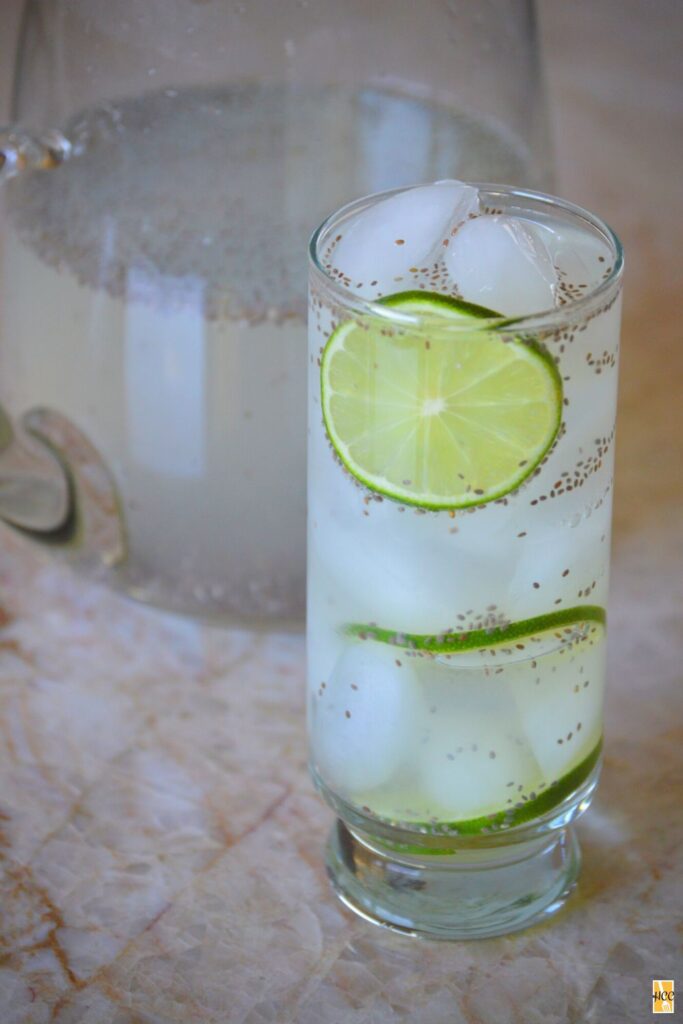 another shot of the agua de limon con chia