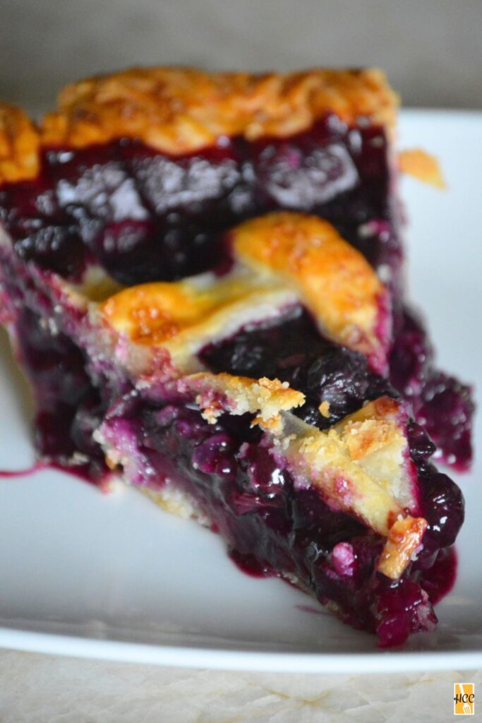 a slice of the blueberry pie